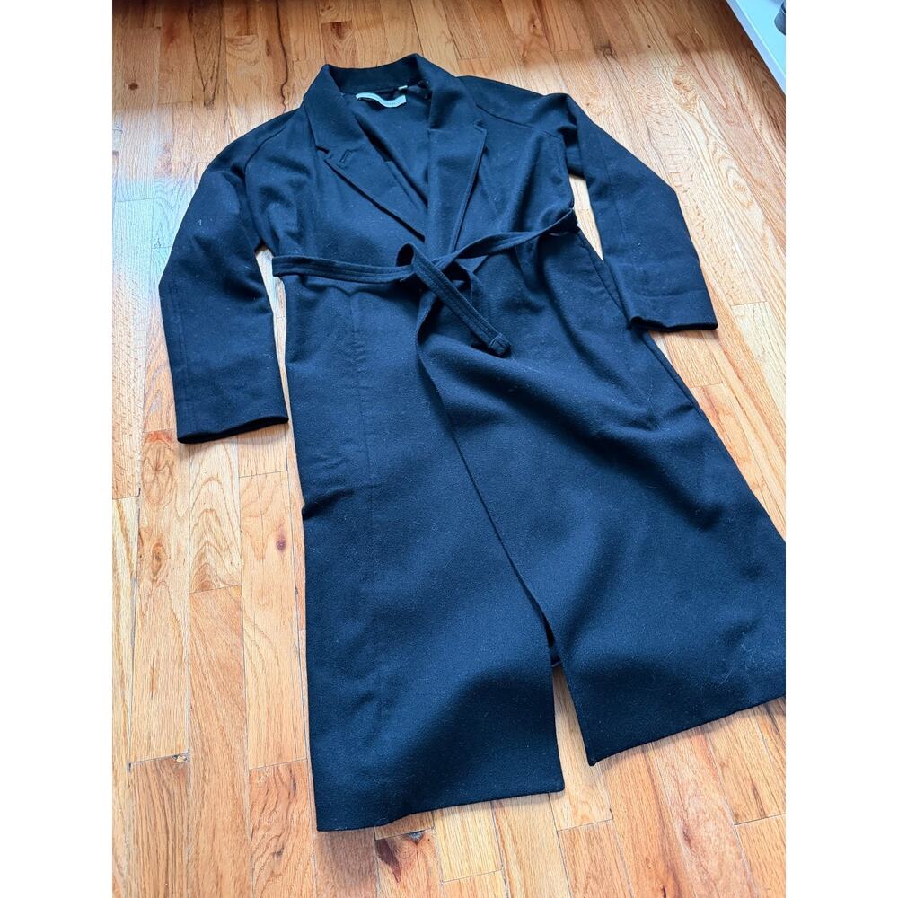 UNIQLO U AND LEMAIRE Wool Cashmere Robe Coat Long Belted Size XS Black